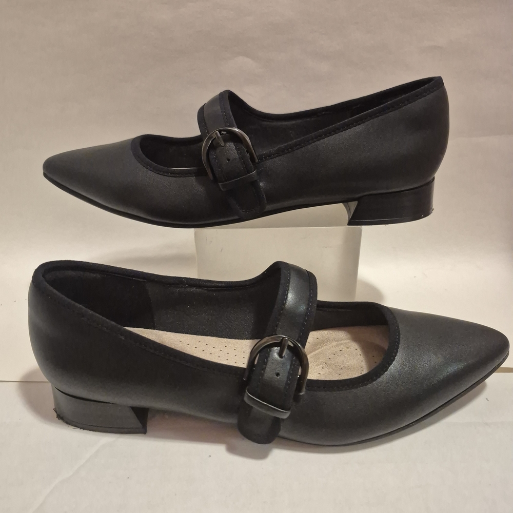 Clarks Black Buckle Flats